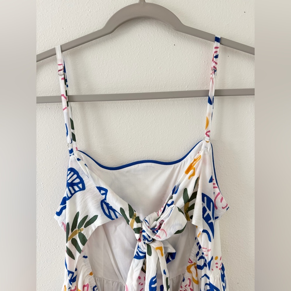NWT ANNIEWEAR Ivory/Blue Lola Leaf Printed Beachy Nautical Dress size medium - Picture 9 of 14